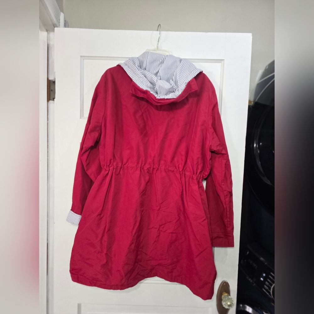 Source Unknown Red Utility Jacket With Striped Co… - image 2